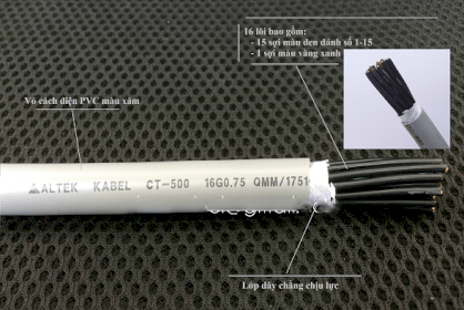 Dây cáp điều khiển Altek Kabel không lưới CT-500 16G 1.0QMM