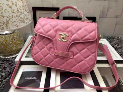 Túi xách Chanel hàng hiệu Pháp bằng da dê MS 7611 màu hồng