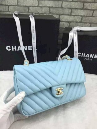 Túi xách Chanel hàng hiệu 2015 1112V màu xanh