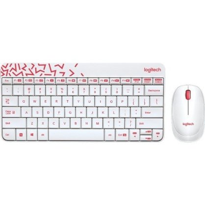 Bộ bàn phím và chuột Logitech MK240 (Trắng-đỏ)