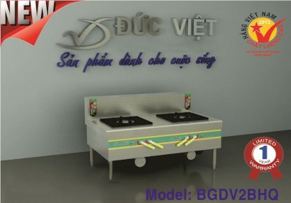 Bếp gas công nghiệp Đức Việt 2 bếp hầm có quạt thổi BGDV2BHQ