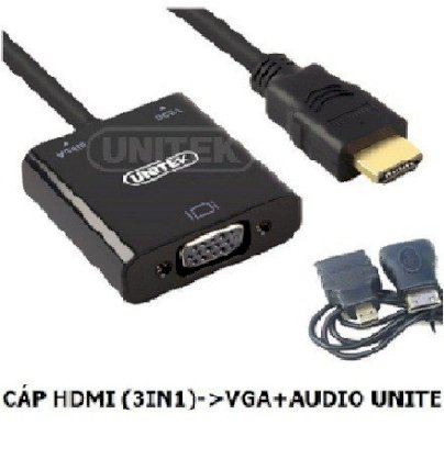 Cáp chuyển đổi HDMI to VGA có Audio 3 in 1 Unitek Y 6355