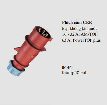 Phích cắm công nghiệp loại không kin nước Mennekes CEE 16A-230V-2+E-248