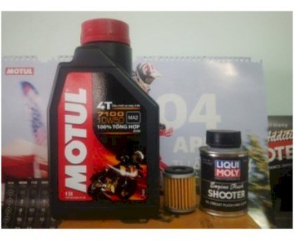 Combo nhớt Motul 7100, súc động cơ Liqui moly và lọc nhớt Yamaha