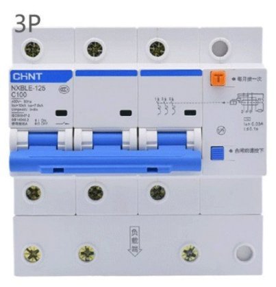 Attomat chống rò RCBO CHINT NXBLE-125/3P/100A/30mA/6KA