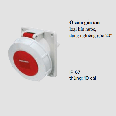 Ổ cắm công nghiệp Mennekes gắn âm kín nước dạng nghiêng 3P-16A-4 chân-400V-1479