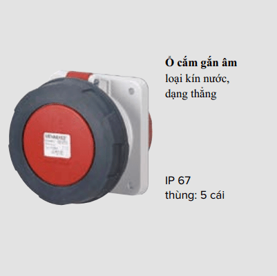 Ổ cắm công nghiệp Mennekes gắn âm, kín nước, dạng thẳng 3P-125A-4 chân-400V-1457