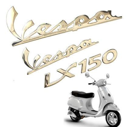 Bộ 3 tem logo nổi Vespa LX150 dán xe