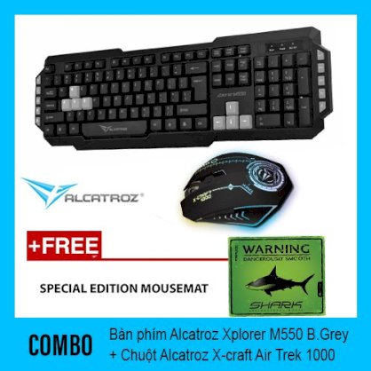 Combo Bàn phím có dây Alcatroz Xplorer M550 B.Grey + Chuột không dây Alcatroz X- Craft Air Trek 1000