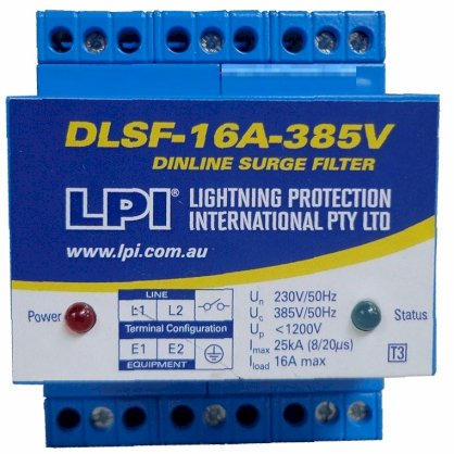 Thiết bị cắt lọc sét lan truyền 1 pha dòng tải 16A, dòng cắt 25Ka DLSF-16A-385V