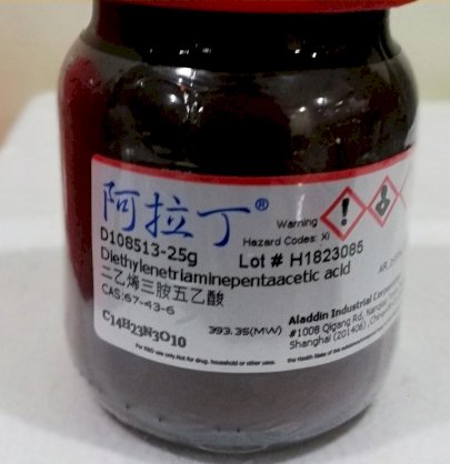 Diethylenetriaminepentaacetic acid , Diethylene triamine axit pentaacetic , C14H23N3O10 , Aladdin  25g
