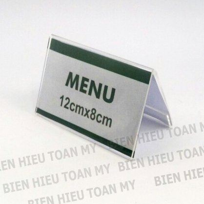 Menu mica chữ A (12cm x 8cm)