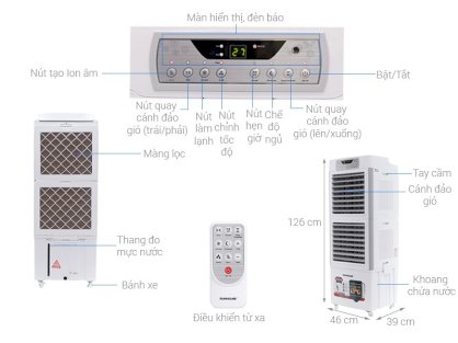 Máy làm mát không khí Sunhouse bình nước 45l