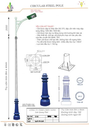 Trụ đèn đường 9m