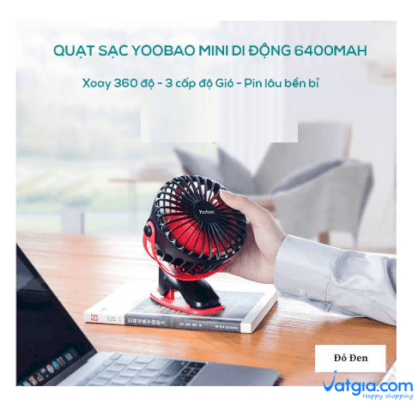 Quạt sạc mini Yoobao Y-F04 (Đỏ đen)