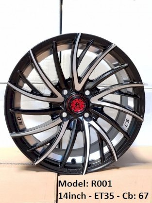 Mâm 14 inch RDS3 100x4 đen phay mặt xe Morning, Vios, Hyundai I10, Spark, Aveo, Wigo, Getz