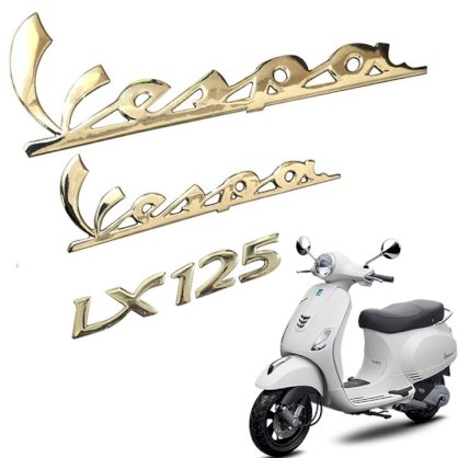 Bộ 3 tem logo nổi dán xe Vespa LX125