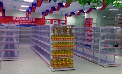 Kệ siêu thị, kệ đơn lưng lưới Nội thất Sài Gòn dài 1200 x rộng 350 x cao 1800