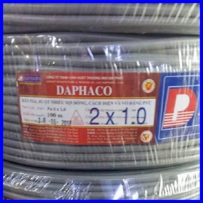 Dây pha mềm 2 lõi ruột đồng vỏ bọc PVC 2x1.0 Daphaco (10 mét ) - 10 Mét