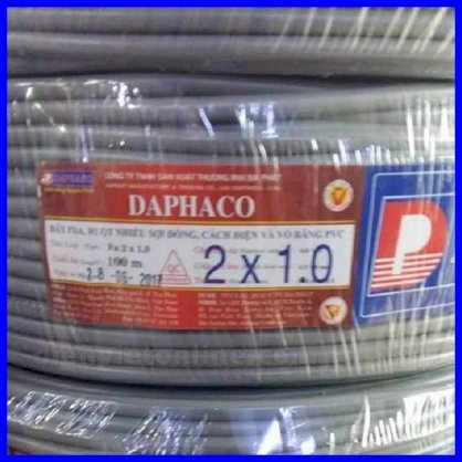 Dây pha mềm 2 lõi ruột đồng vỏ bọc PVC 2x1.0 Daphaco ( 15 mét ) - 15 Mét