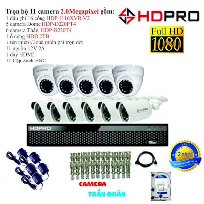 Trọn bộ 11 camera quan sát TVI 2.0 Megapixel hãng HDPRO KOREA - HDP-D220PT4 Và HDP - B220T4