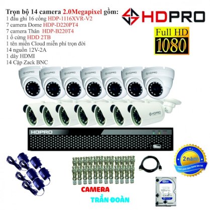 Trọn bộ 14 camera quan sát TVI 2.0 Megapixel hãng HDPRO KOREA - HDP-D220PT4 Và HDP - B220T4