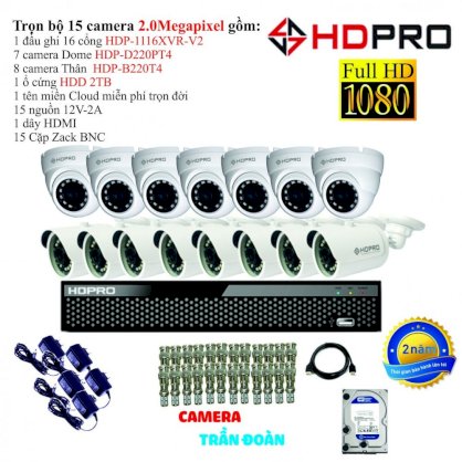 Trọn bộ 15 camera quan sát TVI 2.0 Megapixel hãng HDPRO KOREA - HDP-D220PT4 Và HDP - B220T4