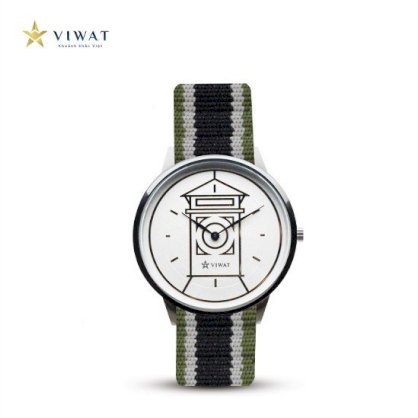 Đồng hồ nữ Viwat VW-127S Dây Nato - Trắng xanh quân đội