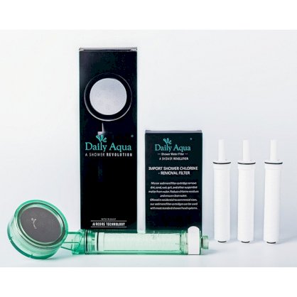 Bộ vòi sen lọc nước Premium màu xanh lá  Daily Aqua (1 vòi sen + 4 filters) - ShowerHeadSetGreen