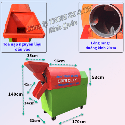 Máy rang hạt đa năng 25 - 30kg/mẻ Bình Quân MR01