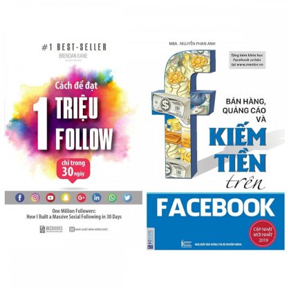 Combo 2 cuốn sách:Cách Đạt 1 Triệu Follow Chỉ Trong 30 Ngày+Bán hàng,quảng cáo và kiếm tiền trên Facebook tặng bookmark