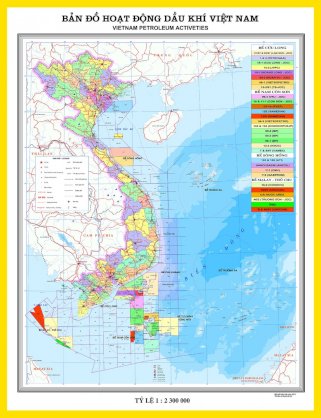 Bản đồ hoạt động dầu khí Việt Nam - Khổ A0 - Tờ rời