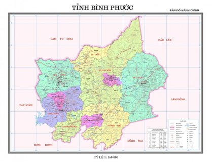 Bản đồ hành chính tỉnh Bình Phước - Khổ A0