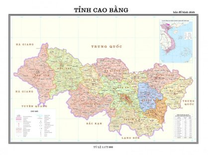 Bản đồ hành chính tỉnh Cao Bắng - Khổ A0