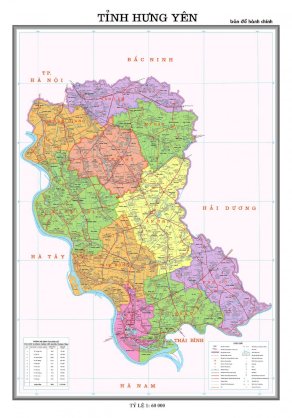 Bản đồ hành chính tỉnh Hưng Yên - Khổ A0