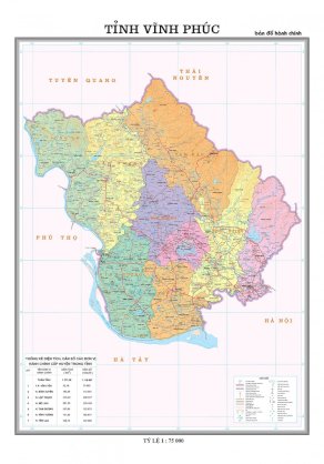 Bản đồ hành chính tỉnh Vĩnh Phúc - Khổ A0