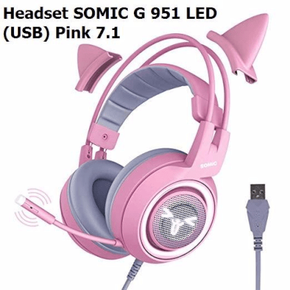 Headset Somic  G 951 led  (USB) Pink 7.1