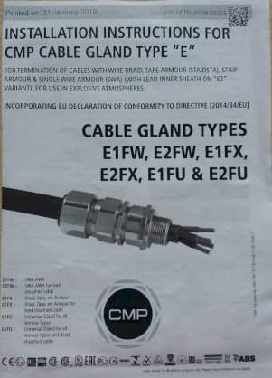 Cable Gland E1FW M50S E1FX Exe/ Exd/ ExnR Nickel Plated Brass