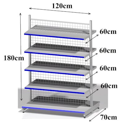 Kệ siêu thị trưng bày hàng giữa nhà (kệ đôi) 120 x 180