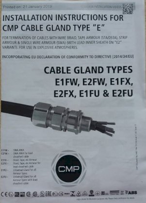 Cable Gland CMP E1FW M50 Nickel Plated Brass