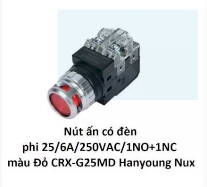 Nút ấn có đèn phi 25/6A/250VAC/1NO+1NC CRX-G25MD Hanyoung Nux
