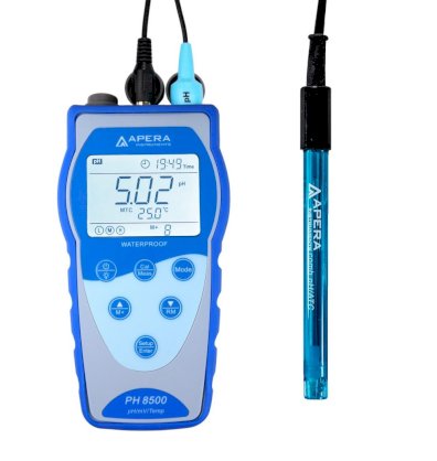 Máy đo pH/độ dẫn/mV/nhiệt độ cầm tay (lưu trữ và truy xuất dữ liệu theo GLP) Apera - Mỹ PH8500