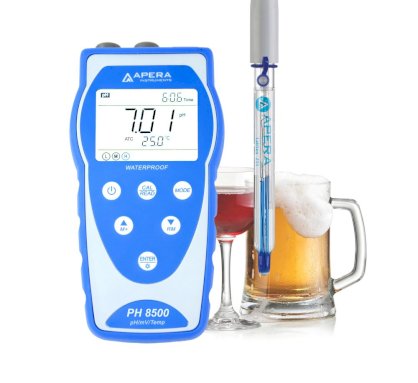 Máy đo pH/mV/nhiệt độ cầm tay trong đồ uống (lưu trữ và truy xuất dữ liệu theo GLP) Apera - Mỹ PH8500-BR