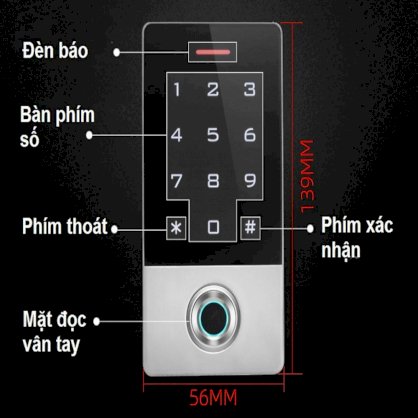 Đầu đọc vân tay kết hợp khóa điện tử Viro smart lock  VR-F09E