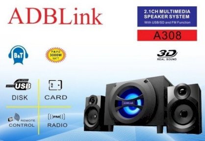Loa Vi Tính 2.1 ADBLink A308 ( Bluetooth - FM , Thẻ Nhớ , Usb )