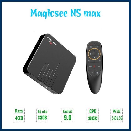 Android Tivi Box Magicsee N5 Max phiên bản 2020 - Ram 4GB, Rom 32Gb, Android 9.0 ( Có Bản ATV) - Điều khiển giọng nói