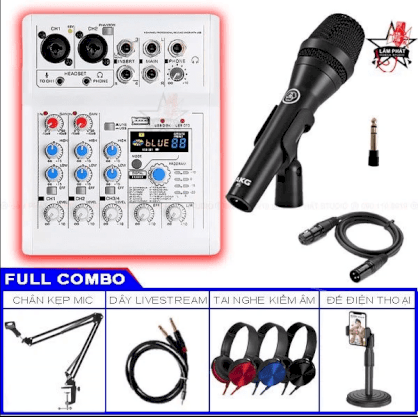 Combo Hát Live Mixer Mickle E4 Và Micro AKG P5I Chính Hãng