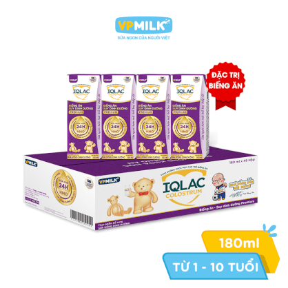 [Thùng 48 Hộp 180ml] Sữa Bột Pha Sẵn IQLac Colostrum Biếng Ăn Suy Dinh Dưỡng Premium Cho Bé Từ 1-10 Tuổi