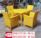 Bàn ghế cafe nhựa giả mây màu vàng HTT2018-011 - Ảnh 1