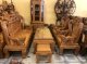 Bộ bàn ghế lưỡng long chầu nguyệt gỗ gõ đỏ tay 12 – BBG1802 - Ảnh 1